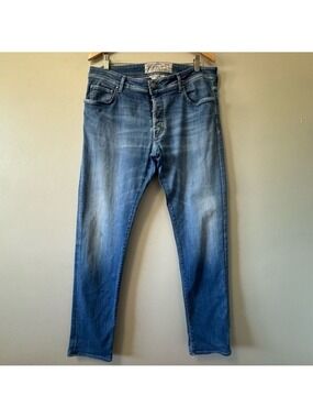 Jacob Cohen Blue Jeans Style 688 Size 35x32 Button-fly Handmade in Italy